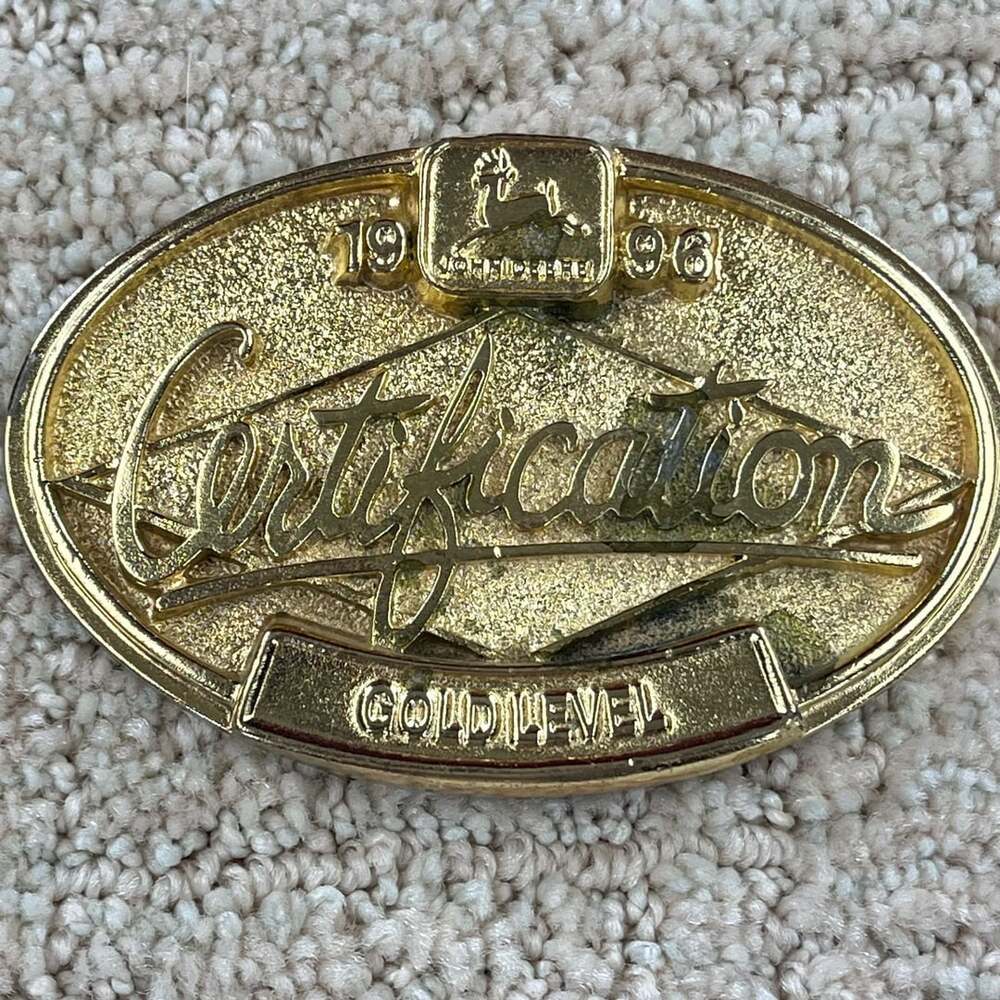 1996 John Deere Certification Gold Level Dealer Training Program Belt Buckle